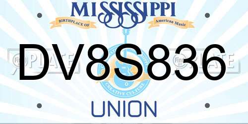 DV8S836 Mississippi License Plate