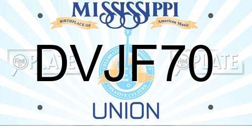 DVJF70 Mississippi License Plate