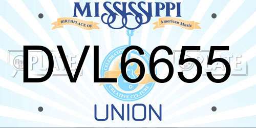 DVL6655 Mississippi License Plate