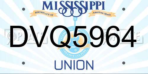 DVQ5964 Mississippi License Plate