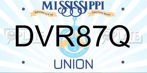 DVR87Q Mississippi License Plate
