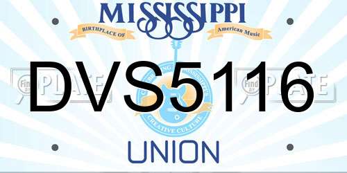 DVS5116 Mississippi License Plate
