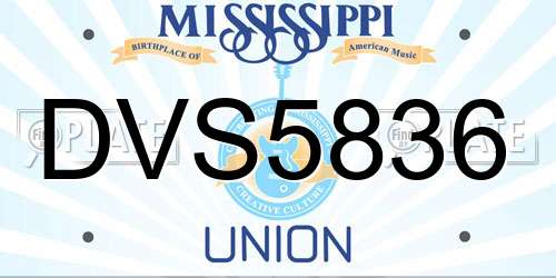 DVS5836 Mississippi License Plate
