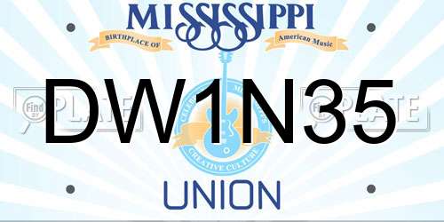 DW1N35 Mississippi License Plate