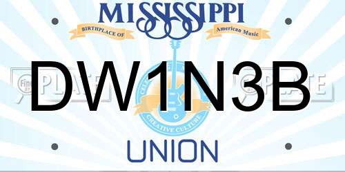 DW1N3B Mississippi License Plate