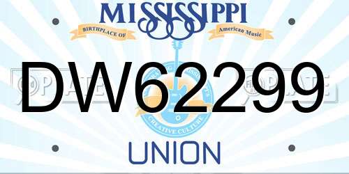 DW62299 Mississippi License Plate