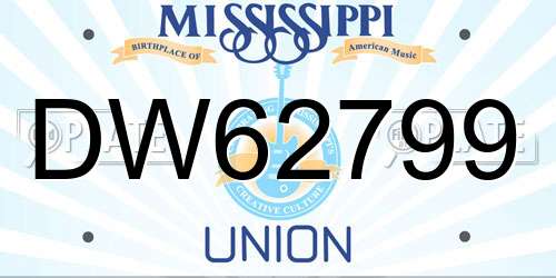 DW62799 Mississippi License Plate