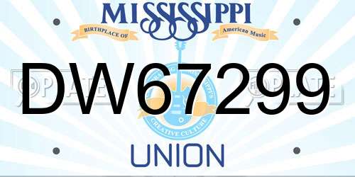 DW67299 Mississippi License Plate