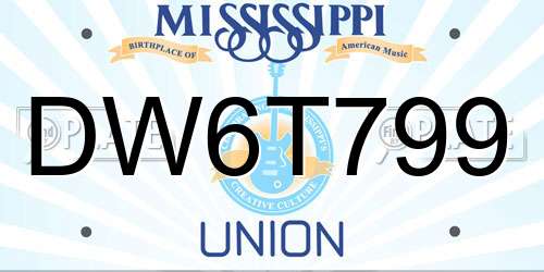 DW6T799 Mississippi License Plate