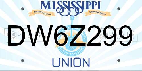 DW6Z299 Mississippi License Plate
