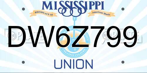 DW6Z799 Mississippi License Plate