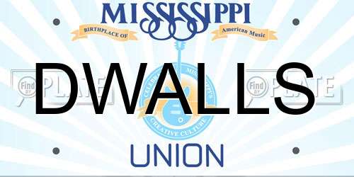 DWALLS Mississippi License Plate