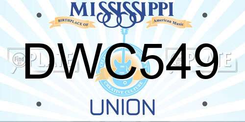 DWC549 Mississippi License Plate