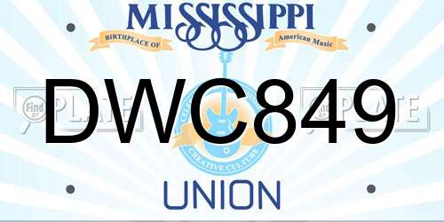 DWC849 Mississippi License Plate