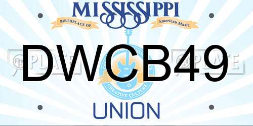 DWCB49 Mississippi License Plate