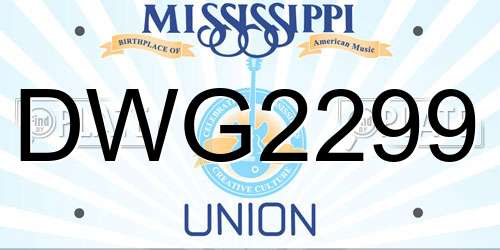 DWG2299 Mississippi License Plate