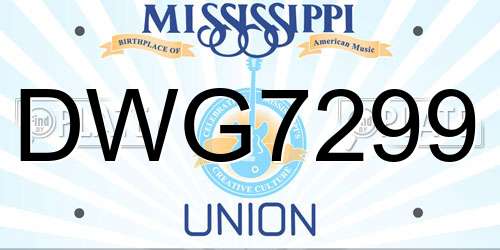 DWG7299 Mississippi License Plate