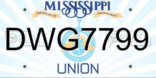 DWG7799 Mississippi License Plate
