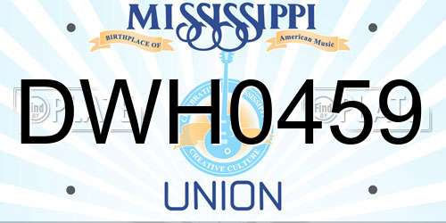 DWH0459 Mississippi License Plate