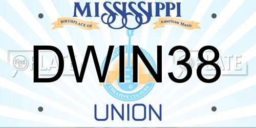 DWIN38 Mississippi License Plate