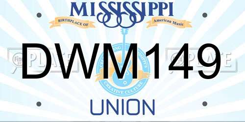 DWM149 Mississippi License Plate