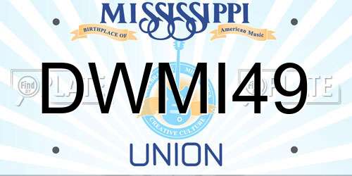 DWMI49 Mississippi License Plate