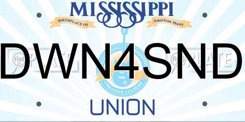 DWN4SND Mississippi License Plate