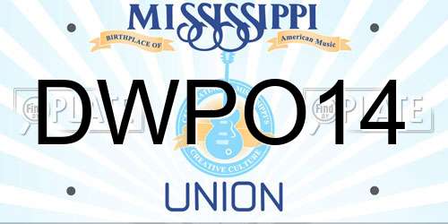 DWPO14 Mississippi License Plate