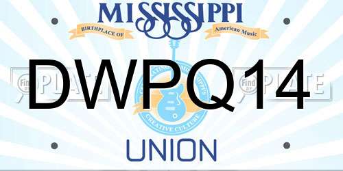 DWPQ14 Mississippi License Plate