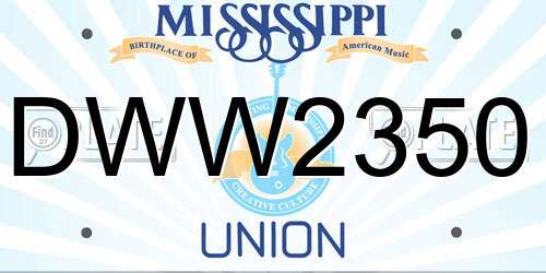 DWW2350 Mississippi License Plate