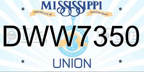 DWW7350 Mississippi License Plate