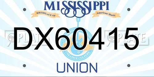 DX60415 Mississippi License Plate