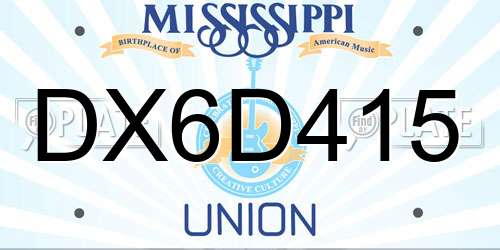 DX6D415 Mississippi License Plate
