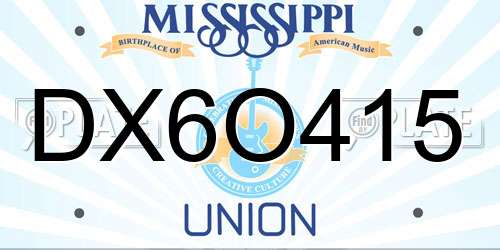DX6O415 Mississippi License Plate