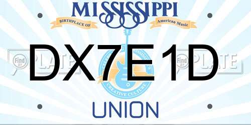 DX7E1D Mississippi License Plate