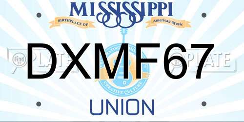 DXMF67 Mississippi License Plate