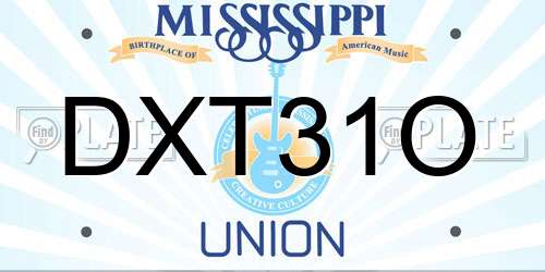 DXT31O Mississippi License Plate