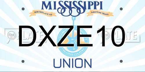 DXZE10 Mississippi License Plate