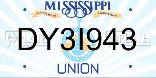 DY3I943 Mississippi License Plate