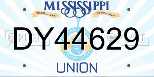 DY44629 Mississippi License Plate