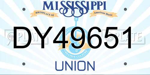 DY49651 Mississippi License Plate