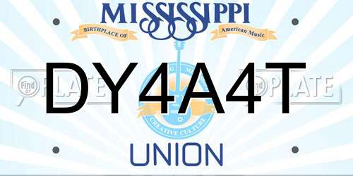 DY4A4T Mississippi License Plate