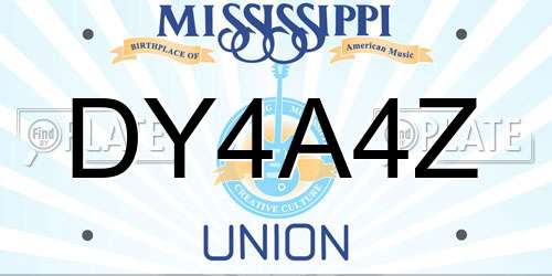 DY4A4Z Mississippi License Plate