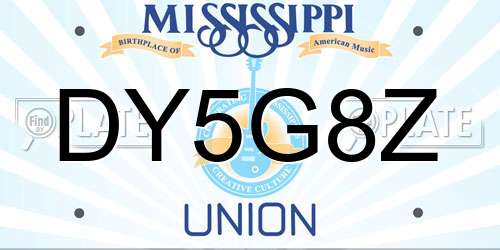 DY5G8Z Mississippi License Plate