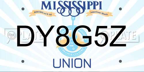 DY8G5Z Mississippi License Plate