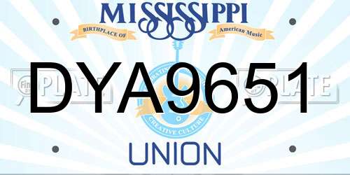 DYA9651 Mississippi License Plate