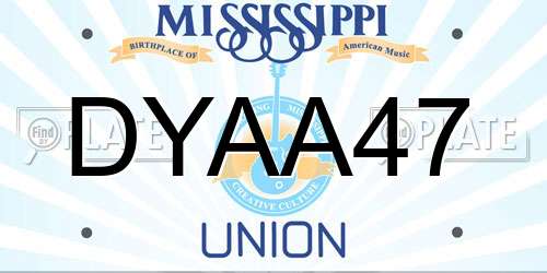 DYAA47 Mississippi License Plate