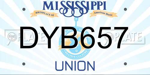 DYB657 Mississippi License Plate