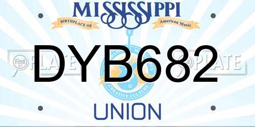 DYB682 Mississippi License Plate