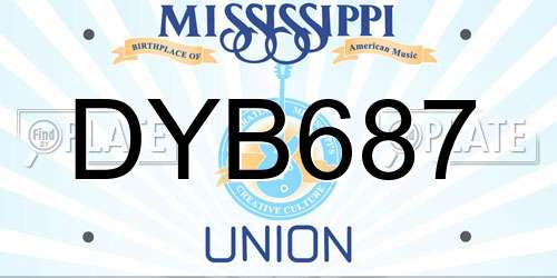 DYB687 Mississippi License Plate